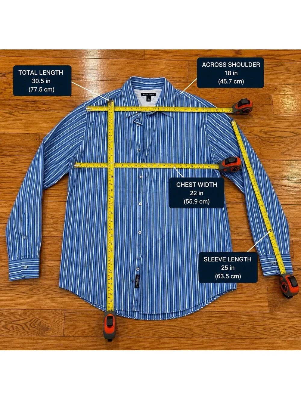 Size Medium Men’s Banana Republic Men’s Blue Striped Button Front Dress Shirt